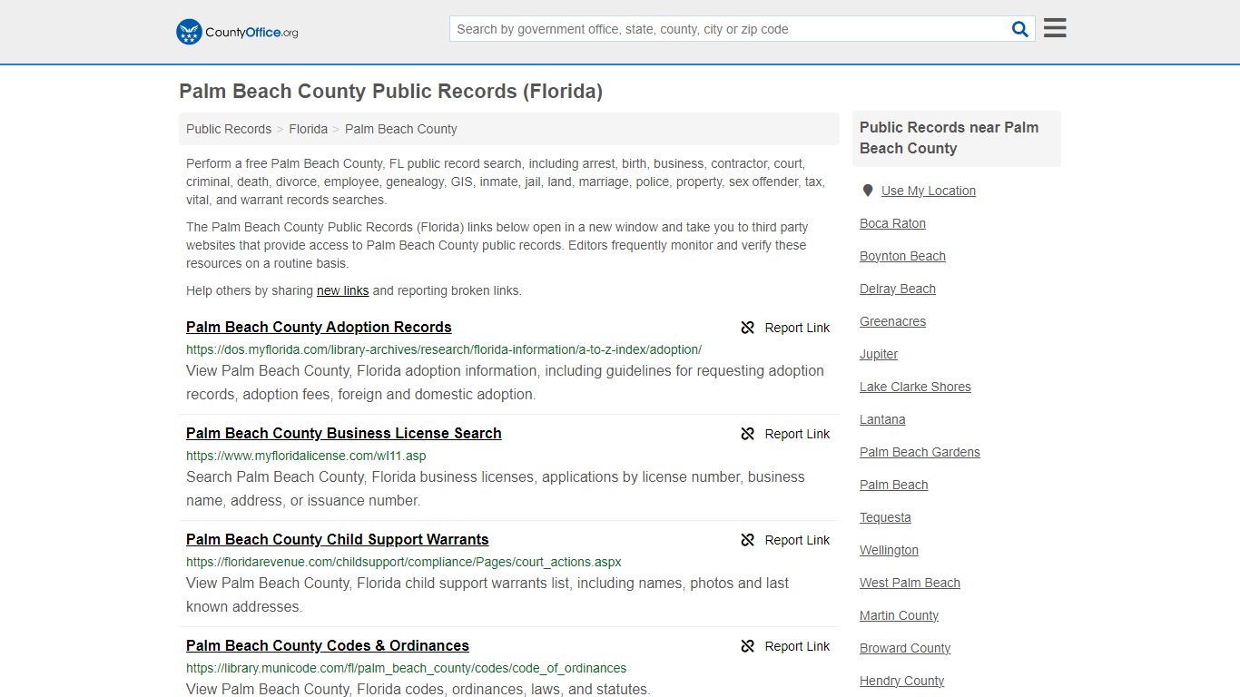 Public Records - Palm Beach County, FL (Business, Criminal, GIS ...